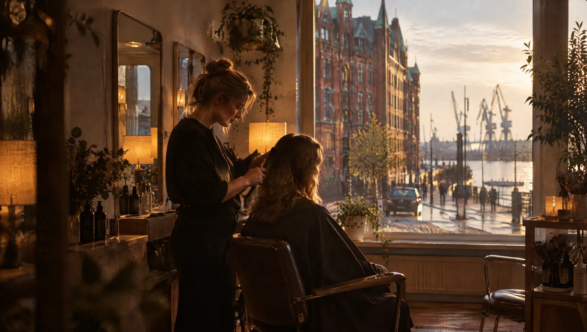 Salons & Spas in Hamburg: Behandlung im Studio, die Stadt im Fenster